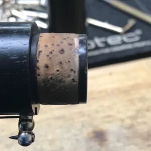 Close-up of a clarinet tenon cork.